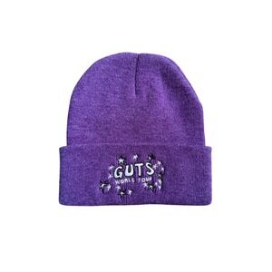 Olivia Rodrigo GUTS World Tour Purple Embroidered Beanie Knit Hat Concert Merch